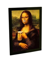 Quadro Decorativo A3 Engraçado Monalisa Bebendo Cerveja - Arte Irreverente para Sua Casa - imagem 1