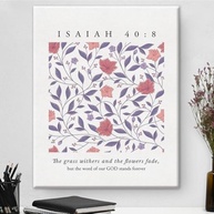 Verso da Bíblia Isaías 40:8 - Arte de Parede Cristã em Tela 20x25cm | Decoração Religiosa Inspiradora - imagem 2