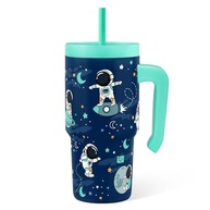 Copo Astronauta 590ml com Alça e Canudo - Aço Inox Isolado para Crianças - imagem 2