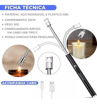 Isqueiro Elétrico USB Recarregável: Acendimento Rápido, Sem Gás e à Prova de Vento | Ideal para Fogão, Churrasco e Velas - imagem 3