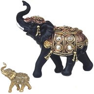 Elefante Decorativo em Resina Indiano da Sabedoria e Sorte - Modelo J200 Preto - imagem 1