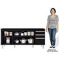 Balcão de Cozinha 180cm Dallas Preto: Organize Já! - imagem 2