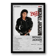 Quadro Álbum Spotify Bad - Michael Jackson 40x60cm | Pôster Emoldurado Preto Fosco - imagem 1
