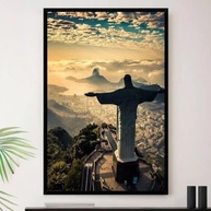 Quadro Rio de Janeiro Cristo Redentor - Vista A3 35x45cm | Moldura Premium com Impressão em Alta Definição - imagem 2