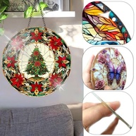 Acrílico Colorido Suncatcher - Decoração de Janela com Design de Vitral para Natal e Ambientes - imagem 5