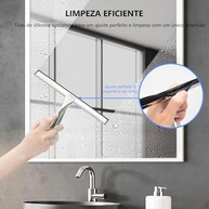 Rodo de Chuveiro com 3 Ganchos Adesivos - Aço Inoxidável 26,5cm para Vidros, Janelas, Espelhos e Azulejos - imagem 5