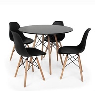 Conjunto de Jantar Mesa Eiffel Redonda com 4 Cadeiras Charles Eames - Design Moderno e Conforto - imagem 1
