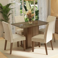 Conjunto de Sala de Jantar com Mesa de Vidro e 4 Cadeiras Rustic/Imperial Zion Madesa - imagem 1