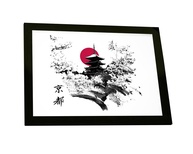 Quadro Decorativo Arte Oriental Japonesa com Moldura de Pinus - Estilo Zen para Ambientes Elegantes - imagem 1
