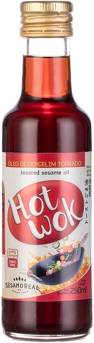 Óleo de Gergelim Torrado Hot Wok 250ml Natural Comida Japonesa Oriental Saladas Molhos Preparos Toque do Chefe Sésamo Real - imagem 1
