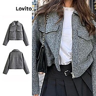 Jaqueta Casual Lovito com Zíper e Bolso para Mulheres - imagem 1