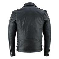 Jaqueta masculina de couro 100% couro bovino envelhecido com zíper e cadarço lateral para motociclista - imagem 5