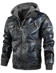 PEGENO Jaqueta masculina leve de couro sintético camuflada para motociclista - imagem 3