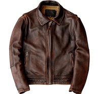 Jaqueta masculina vintage para motociclista, motociclista, estilo cafe racer, envelhecida, slim fit, marrom, couro verdadeiro - imagem 1