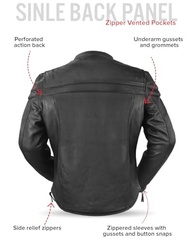 First Mfg Co - Maverick – Jaqueta masculina de couro preta para motociclista, Preto, M - imagem 5