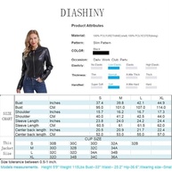 DIASHINY Jaqueta curta preta de couro sintético para mulheres, casaco de motociclista com zíper, roupa externa para motocicleta pu 047 s - imagem 4