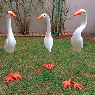Trio de Garças Brancas em Cerâmica Decorativas - Enfeite Elegante para Casa e Jardim - imagem 3
