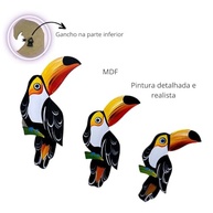 Enfeite de Parede Trio de Tucanos em MDF - Decoração Natural e Elegante para Casa e Jardim - imagem 4