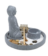 Buda Zen para Jardim Cinza 14x16cm - Estátua Decorativa para Ambientes Exteriores e Interiores - imagem 3