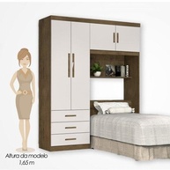 Guarda-Roupa Solteiro 4 Portas Cancun - Design Moderno com Cabeceira em Jequitibá e Off White - imagem 5