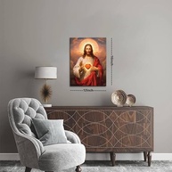 Arte de Parede Sagrado Coração de Jesus - Tela Cristã Premium 30x40cm - imagem 4