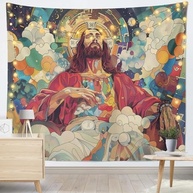 Tapeçaria Engraçada Jesus para Decoração de Parede - 130x150cm | Ideal para Quarto, Sala e Dormitório - imagem 2