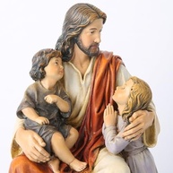 Estátua de Jesus com Crianças - Escultura Religiosa Renascentista em Resina, 22,4 cm, Decoração Inspiradora e Presente Devoto para Batismo - imagem 5
