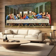 Tela Quadro Decorativo Santa Ceia - Jesus Religioso 100x70cm para Sala e Quarto - imagem 1