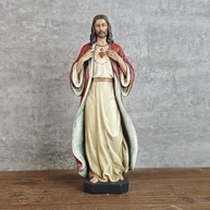 Estátua do Sagrado Coração de Jesus - 15cm - Resina Pintada à Mão - Decoração Religiosa Inspiradora - imagem 3