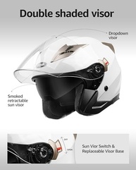 Capacete YEMA YM-627: Estilo Jet Bobber com Viseira Solar para Motociclistas | Segurança Aprovada - imagem 3