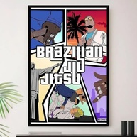Quadro Jiu Jitsu Brazilian GTA Luta Decorativo A4 23x33cm - Moldura Premium Madeira - imagem 2