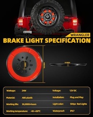 Luz de Freio LED para Jeep Wrangler JK/JL - Segurança e Estilo no Pneu Sobressalente - imagem 4