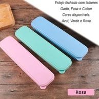 Jogo de Talher Inox Portátil 3 Peças com Estojo Rosa - Colher, Garfo e Faca para Viagem, Trabalho e Escola - imagem 4