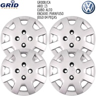 Jogo 4 Calotas Aro 13 VW Gol G5/G6 2008-2014 Grid com Adesivo Logo Resinado - imagem 4