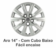 Jogo 4 Calotas Esportivas Prata Aro 14 Fox Space Polo 2012-2013 com Emblema Preto - imagem 3