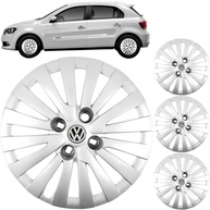 Jogo 4 Calotas Aro 14 VW Gol Voyage G5 G6 G7 (2009-2017) Grid GR117CB com Adesivo Logo Resinado - imagem 2