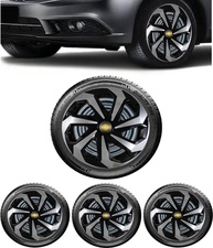 Jogo 4 Calotas Esportivas Spider Aro 14 Preto/Prata - Onix, Prisma, Spin e Mais! - imagem 1