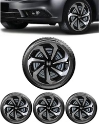 Jogo 4 Calotas Esportivas Spider Aro 15 Preto/Prata - Design Moderno para Fit, City e Civic - imagem 2