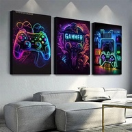 Kit 3 Quadros Decorativos Hora do Jogo - Controles de Video Game para Quarto e Sala - imagem 2