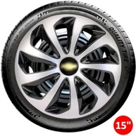 Jogo 4 Calotas Esportivas Velox Aro 15 Onix, Prisma, Spin, Agile, Cobalt, Sonic, Montana, Meriva, Zafira, Corsa - Preto/Prata - imagem 5