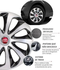 Jogo 4 Calotas Esportivas Velox Aro 15 Prata/Preto - Fiat Uno, Argo, Mobi, Palio e Mais! - imagem 5