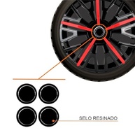 Jogo de Calotas Triton Sport Black Red Aro 14 para Citroën C3, C4, Aircross, C5, Xsara, Berlingo + Selo Resinado - imagem 3