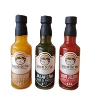 Kit 3 Molhos Artesanais Scotch Bonnet, Jalapeño e Bhut Jolokia, Natural e Vegano Sem Conservante Quimico Sabor Do Vale 180ml - imagem 2