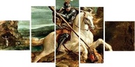 Kit Quadro Decorativo 5 Peças São Jorge 95x60cm - Transforme Seu Ambiente com Estilo e Fé - imagem 1