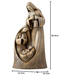 Estatueta de Natal Sagrada Família em Madeira Esculpida - 25cm, José, Maria e Jesus - imagem 4