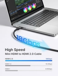 Cabo Mini HDMI para HDMI JSAUX 1.8m: 4K@60Hz, HDMI 2.0, Durável e Confiável - imagem 5