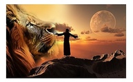 Quadro Gospel Evangélico Jesus Leão de Judá 55x100cm - Decoração Religiosa Inspiradora - imagem 2