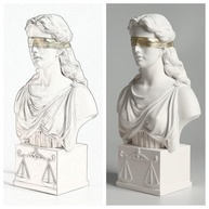 Busto de Dama da Justiça em Mármore Branco com Venda Dourada - 21cm - Escultura Clássica para Escritório de Advocacia - imagem 5