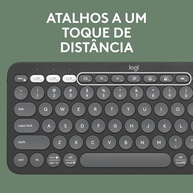Teclado sem fio Logitech Pebble Keys 2 K380s com Conexão Bluetooth Easy-Switch e Pilha Inclusa - Compatível com PC, Mac, Chrome OS, Android, iOS e Apple TV, Layout US - Grafite - imagem 4