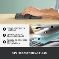 Teclado sem fio Logitech ERGO K860 com Layout de Teclado Dividido, Suporte para Descanso de Pulso, Tecido Resistente a Manchas, Conexão Bluetooth e USB - Compatível com Windows e Mac. - imagem 4